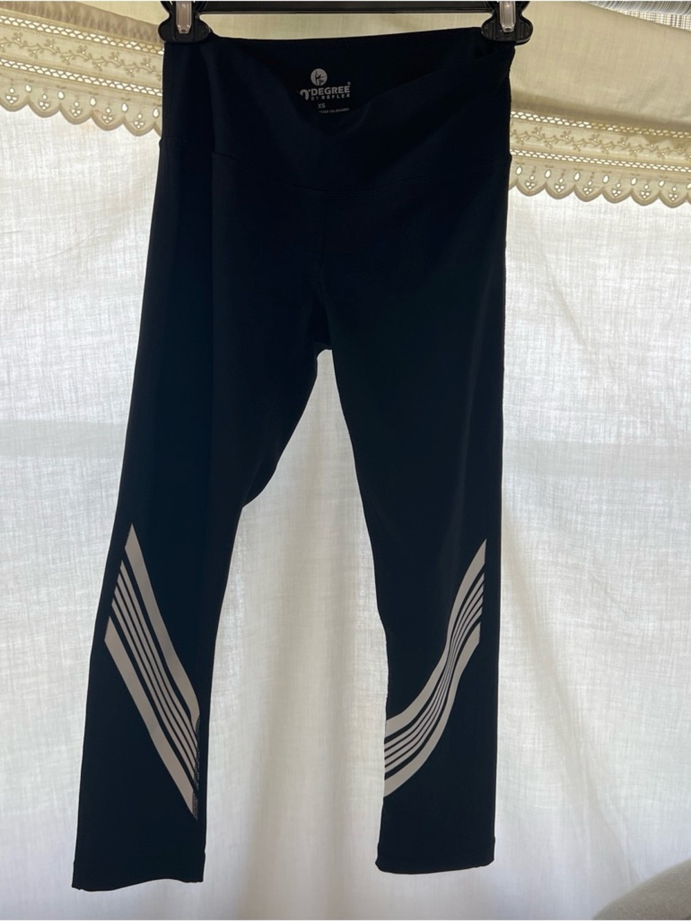 79. Degree Active Black Leggings with Reflective white stripes